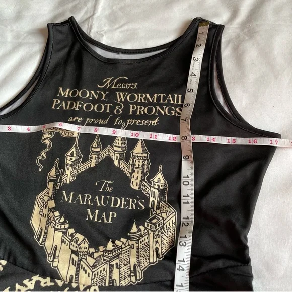 Harry Potter Women's Black Marauder's Map Fit & Flare Tank Dress Size Small - Picture 11 of 13